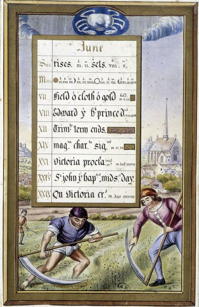 Calendario de junio y signo de Cáncer - en "Hours d