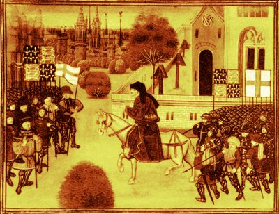Sermón a los campesinos de John Ball, iluminación de las Crónicas de Jean Froissart (siglo XIV). de Jean (after) Froissart