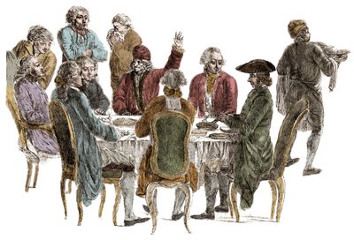 La Cena de los filósofos - Voltaire (François Marie Arouet dit) de Jean (after) Huber