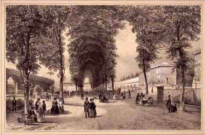 Vista de los Jardins des Plantes, publicado por Auguste Bry (litografía) de Jean (after) Jacottet
