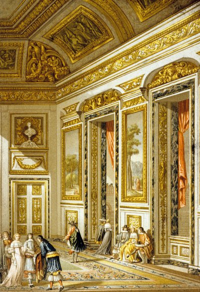 Interior del siglo XVII (grabado coloreado) de Jean (after) Lepautre