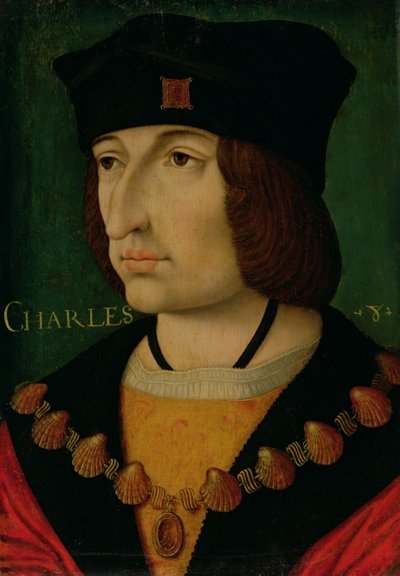 Retrato de Carlos VIII (1470-98) rey de Francia (óleo sobre tabla) (véase también 191337) de Jean (attr.to) Bourdichon