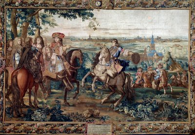 Continuación de la Histoire du Roi: "Captura de Lille por Luis XIV, agosto de 1667 tras el cartón de Saint Andre. Pintura realizada por el taller de Jean Mozin (siglo XVII) en la fábrica de los Gobelinos. Dim. 3,7x5,5 m. Versalles, museo del castillo de Jean (workshop) Mozin