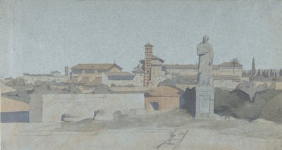 SS. Giovanni e Paolo, visto desde la Villa Mattei, Roma de Jean Achille Benouville