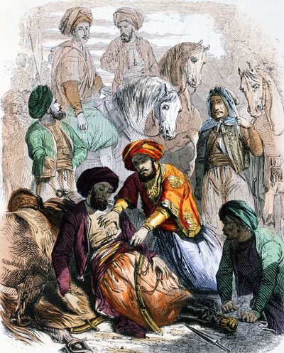 Ibrahim Pachá (1789-1848) bendice a un soldado moribundo durante la campaña contra los wahabíes de Jean Adolphe Beauce