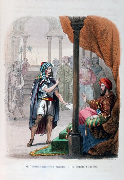 M Vaissière anuncia la victoria de Ibrahim Pasha a Mehmet Ali, 1818, 1847 de Jean Adolphe Beauce