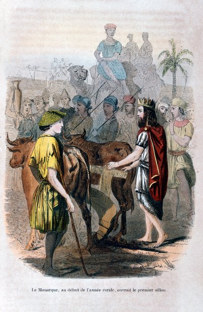 El monarca, al comienzo del año rural, abrió el primer surco, 1847 de Jean Adolphe Beauce