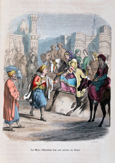 La madre de Ibrahim Pasha entra en El Cairo, 1847 de Jean Adolphe Beauce