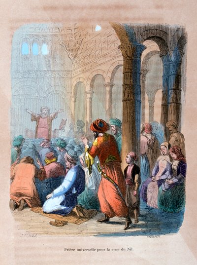 Oración Universal por la Inundación del Nilo, Egipto, c1847 de Jean Adolphe Beauce
