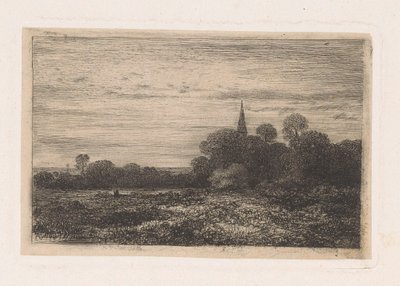paisaje con torre de la iglesia de Jean Alexis Achard