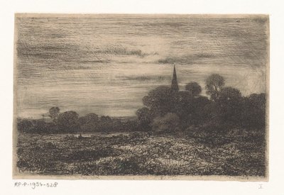 paisaje con torre de la iglesia de Jean Alexis Achard