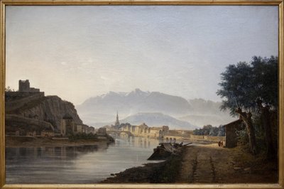 Vista de Grenoble tomada desde el Quai de la Graille, Óleo de Jean Achard (1807-1884) realizado en 1837. Fotografía, KIM Youngtae, Grenoble, Museo de Grenoble. de Jean Alexis Achard