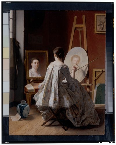 Retrato de una artista pintando su autorretrato de Jean Alphonse Roehn