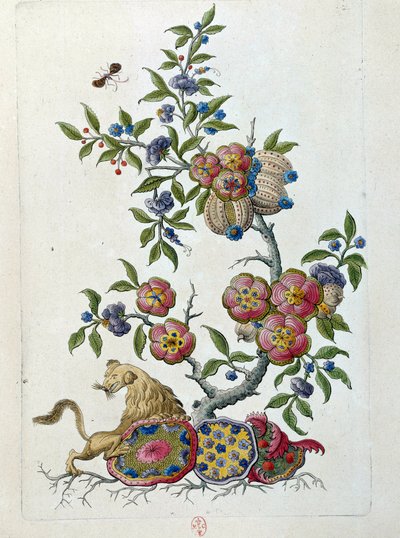 Dibujo de un jarrón chino: rama de flores de Jean Antoine Fraisse
