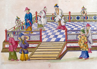 Dibujo de un jarrón chino: escena en el palacio de Jean Antoine Fraisse