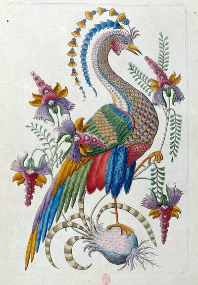 Pájaro fantástico. Dibujo de un jarrón chino de Jean Antoine Fraisse
