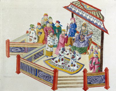 Escena ante el Señor. Dibujo de un jarrón chino de Jean Antoine Fraisse