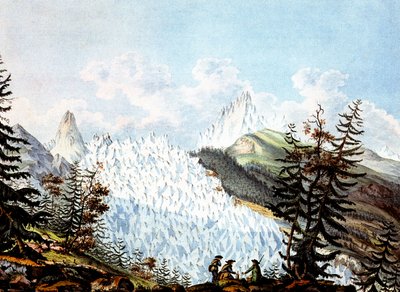 Vista de la avalancha del Mar de Hielo, c.1800 (grabado ) de Jean Antoine Linck