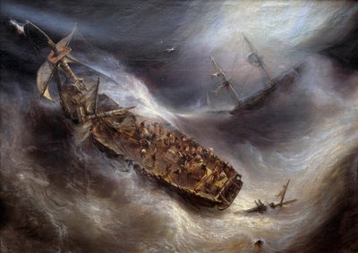 Devoción del Capitán Dess, de Burdeos, hacia el barco holandés Columbus, en la Tempestad de Jean Antoine Theodore Gudin