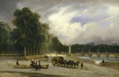 Vista del Cours la Reine, c.1828 (óleo sobre lienzo) de Jean Antoine Theodore Gudin
