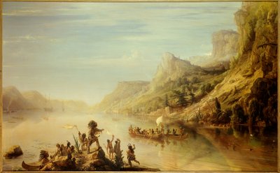 El explorador francés Jacques Cartier descubrió y ascendió el río San Lorenzo en Canadá en 1535 de Jean Antoine Theodore Gudin
