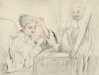 Rosalba Carriera (?) a su baño de Jean Antoine Watteau (possibly)