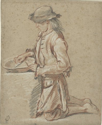 Niño con sombrero de fieltro junto a una papelera de Jean Antoine Watteau (rejected attribution)