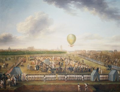 14ª experiencia de Jean-Pierre Blanchard y Chevalier Lepinard con globo aerostático, Lille, 26 de agosto de Jean Antoine Watteau