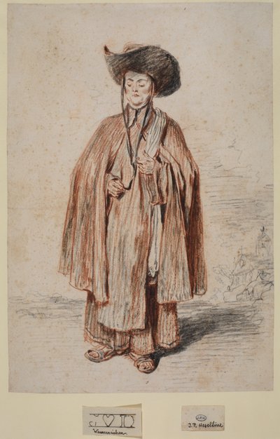 Fraile carmelita, de pie, circa 1715 de Jean Antoine Watteau