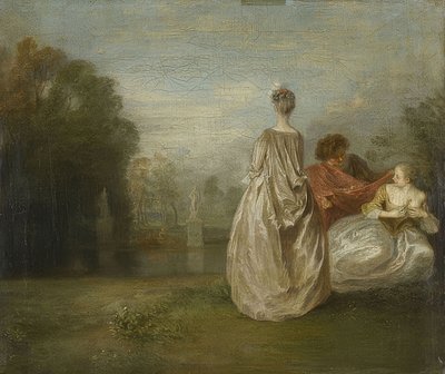 Los dos primos (Les Deux Cousines). Alrededor de 1716 de Jean Antoine Watteau
