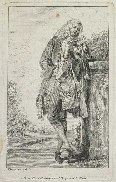 Figuras de moda: Hombre de pie Acconde de Jean Antoine Watteau