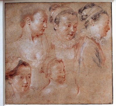 Cinco peinados de mujeres de Jean Antoine Watteau