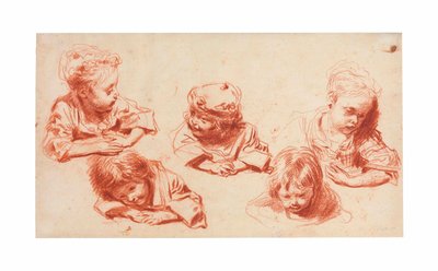 Cinco estudios de niños de Jean Antoine Watteau