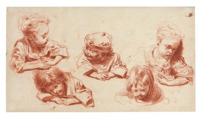 Cinco estudios de niños de Jean Antoine Watteau
