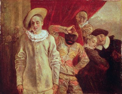 Arlequín, Pierrot y Scapin, actores de la Commedia dell