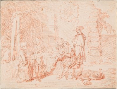 Soldados jugando a las cartas frente a un muro. 1709/10 de Jean Antoine Watteau