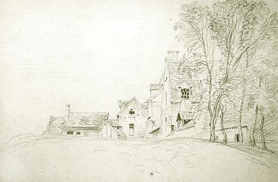 Paisaje a lo largo de un camino bordeado de árboles de Jean Antoine Watteau