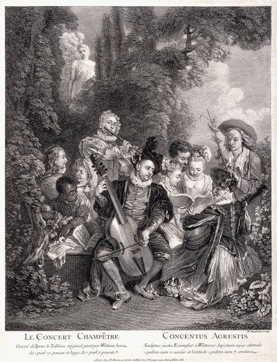 El concierto campestre, 1735 de Jean Antoine Watteau