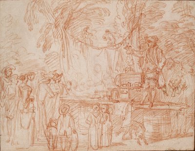 Doctor charlatán vendiendo sus productos al aire libre de Jean Antoine Watteau