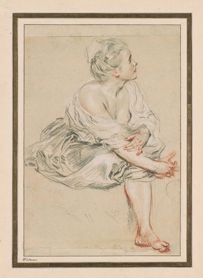 Joven mujer sentada, c. 1716 de Jean Antoine Watteau