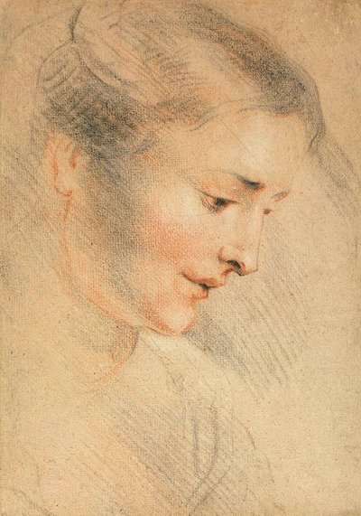Estudio de la cabeza de una mujer de Jean Antoine Watteau