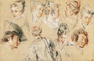 Estudio de cabezas de Jean Antoine Watteau