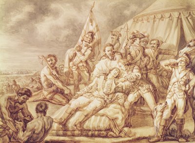 La muerte del marqués de Montcalm de Saint-Veran (1712-59) de Jean Antoine Watteau