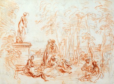 El placer del amor, boceto, siglo XVIII de Jean Antoine Watteau