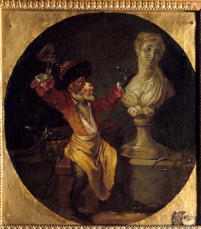 El mono escultor. Animal en posición humana. Pintura de Jean Antoine Watteau (1684-1721) de Jean Antoine Watteau