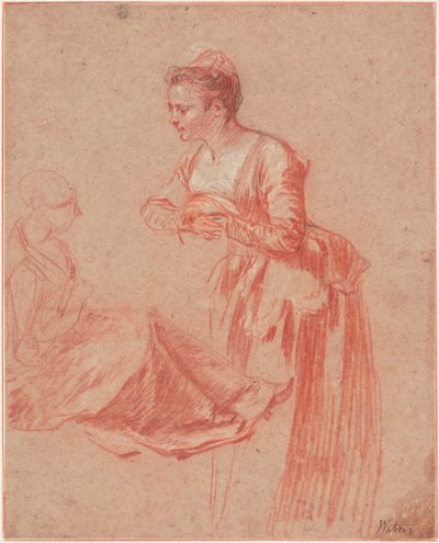 Dos Estudios de Figura de una Mujer Joven, c. 1716 de Jean Antoine Watteau