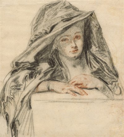 Mujer de Negro, c.1719 de Jean Antoine Watteau