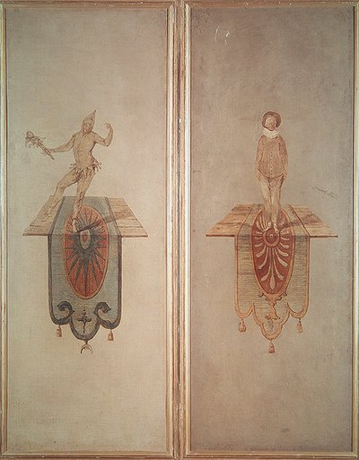 Pierrot (derecha) y Fou (izquierda) de Jean Antoine Watteau