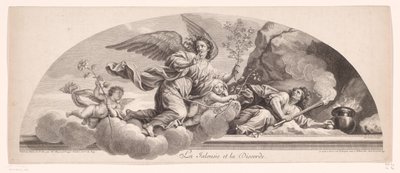 Representación alegórica con Celos y Disconformidad La Jalousie et la Discorde (título sobre objeto) de Jean Audran
