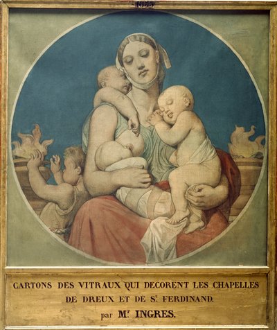Diseño para las vidrieras de la Capilla de San Fernando en París (pintura) de Jean Auguste Dominique Ingres